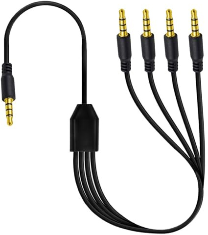HUHANGGod 1 to 4 Ways 4Poles 3.5mm Headphone Splitter Cable(1meter) | 1/8 TRRS 1 in 4 Out Male to 4 Male Stereo Audio Microphone Cord for Headphone,Speakers (4x3.5mm)