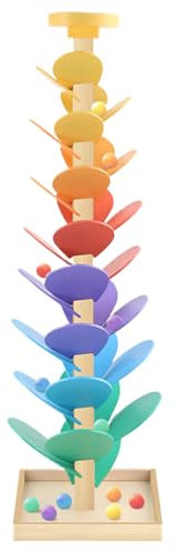 Klang-Murmelbahn Regenbogen, Motorikspiel für Kinder, aus Holz, inkl. 12 Murmeln, ab 3 Jahren, 22x73cm