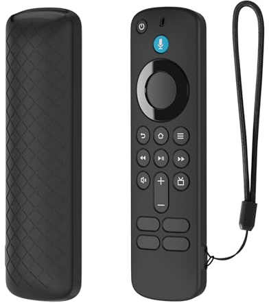 1PCS Remote Control Silicone Case Compatible for Fire TV Stick HD/4K, TV Remote Controller Non-slip Skin Shell Housing Cover Sleeve Holder with Lanyard(Case Only) (Black)
