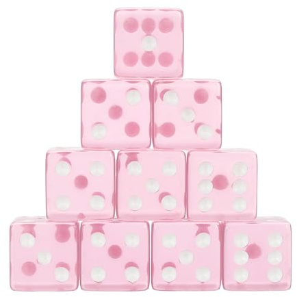 QUARKZMAN 36 Stück Acrylwürfel 19mm/0.75 Transparente D6 Würfel 6-Seitige Quadratische Abgerundete Kanten Für Brettspiele Tischspiele Geburtstag Themenparty Zubehör Hellrosa