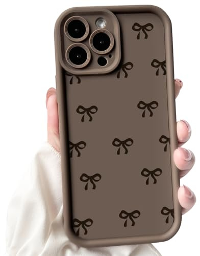 NITITOP for iPhone 13 Pro Case Cute Bow Ribbon Design - Brown | for Women Girls, Aesthetic Bowknot Design, Soft TPU Shockproof Cover, Full Camera Protection