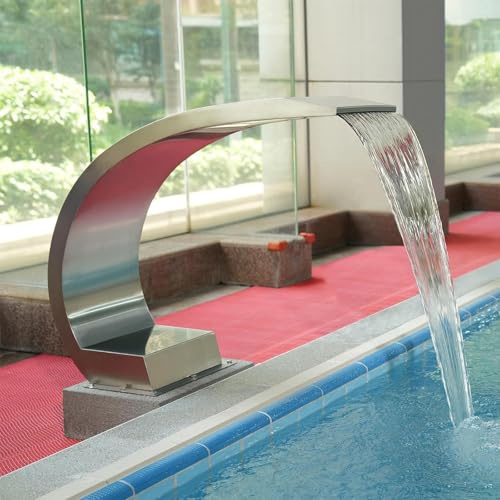 ZHIGUANYUN Fontaine Cascade pour Piscine, Fontaine de Jardin en Acier Inoxydable, adaptée aux piscines Hors Sol et aux bassins extérieurs. 30x60CM