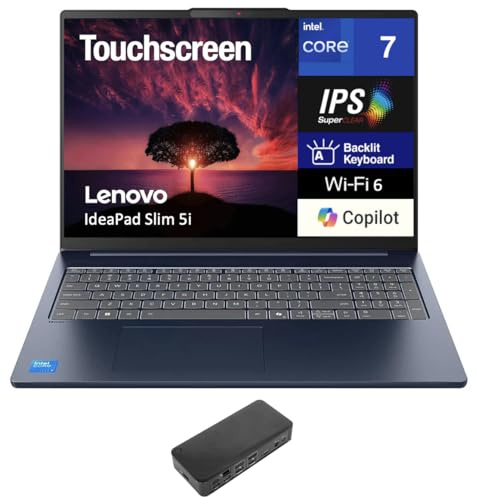 Lenovo IdeaPad Slim 5i HIGH Performance Laptop 16.0 WUXGA (Intel Core 7 240H, 32GB DDR5, 1TB M.2 PCIe SSD, Intel UHD, Win 11 Pro) w/USB-C Dock