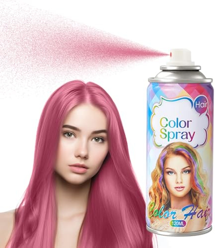 Tinte temporal para el cabello, color rosa, tinte de pelo, lavable, fácil de colorear, fórmula suave, para diferentes tipos de cabello y todos los colores, 120 ml