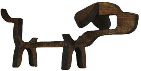SengtangST Wooden Dog Wine Bottle Holder, Natural Wood, Freestanding, Novelty Animal Style