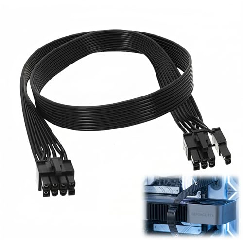Cable PCIe 8 Pines para GPU, Cable Alimentación Tarjeta Gráfica, Adaptador ATX a PCIe 6+2 Pines para Tarjeta Gráfica, 60 cm 18AWG, Adaptador GPU Compatible con Fuentes Seasonic, Negro