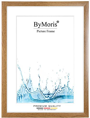 ByMoris Cadre photo sur mesure 35 x 45 cm en Chêne rustique marron avec verre acrylique antireflet, poster affiche puzzle portrait cadre bois