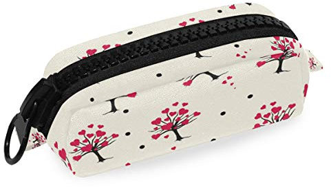 Montoj Federmäppchen mit großem Fassungsvermögen in Herzform, Kirschbaum, Make-up-Pinsel-Organizer, Tasche aus Segeltuch