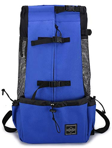 AOOM Haustier-Rucksack, Schultergurt, Belüftung, kann gewaschen werden, Outdoor-Rad-Rucksack, Einkaufen, Blau, S