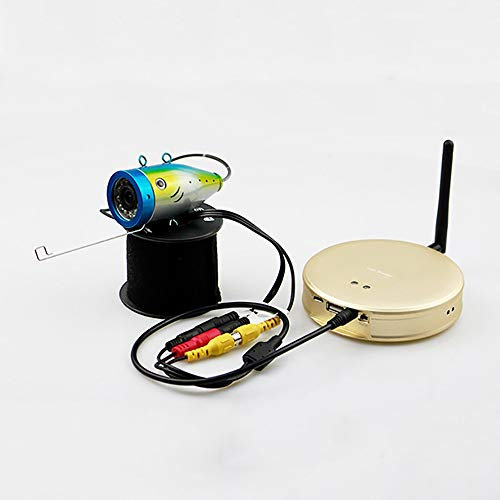 ADFHZB Wi-Fi Fish Finder Portable Kayak Fischfinder wasserdichte Unterwasser-Fischereikamera 15m Kabel 12pcs LED für EIS, See- und Bootsfischen (Color : Gold)