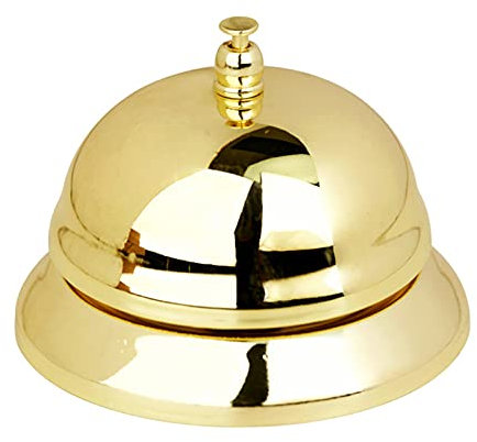 Metall Tischglocke Tischklingel Rezeptionsklingel mit klarem Klang Metall Service Glocke für Restaurant Küche Hotel Service or Trainingsglocken für Haustiere,Durchmesser 8,5 cm,1 PCS (Golden)