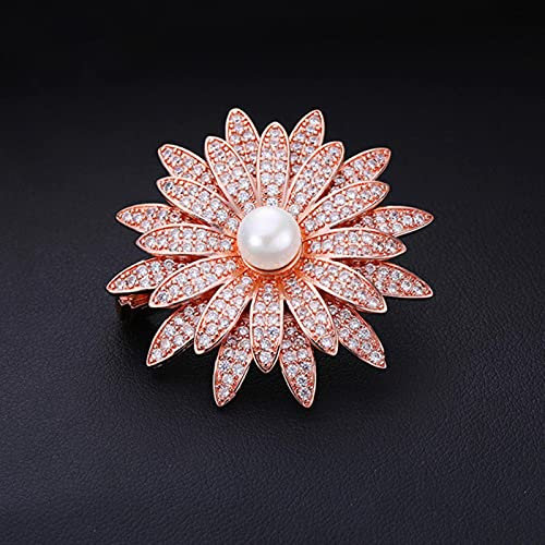 Mode Exquisite Big Flower Brosche mit Perle Micro-Intarsien Zirkon Damen Hijab Pin DIY Anzug Mantel Schmuck Zubehör Bestes Geschenk