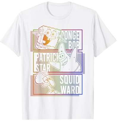 SpongeBob SquarePants Patrick Squidward Rainbow Gradient T-Shirt