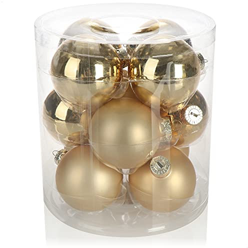 com-four® 12x Weihnachtskugel - Christbaumkugeln aus Glas für Weihnachten - Baumschmuck für den Christbaum - Christbaumschmuck - Glaskugeln