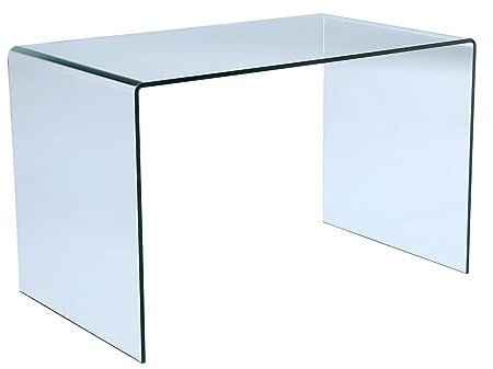 Vente-unique-Bureau - Verre courbé - Transparent - ELSTRON