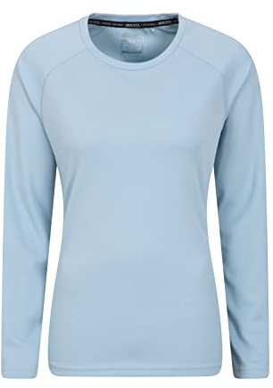 Mountain Warehouse Endurance Womens Top - Lightweight Ladies Top, Long Sleeve Tee, Quick Drying Tshirt, UV Protection Tee Shirt - for Spring Summer Travel Pale Blue Women's Size 14