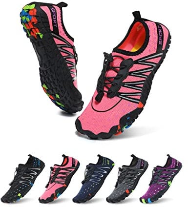 ziitop Wasserschuhe Herren Strandschuhe Damen Schwimmschuhe Unisex Schnell Trocknend Aquaschuhe rutschfest Surfschuhe Barfuß Badeschuhe für Gehen,Yoga,Bootfahren(Rosa,EU36)