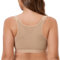 MELENECA Women's Front Fastening Wirefree Post Surgery Plus Size Back Support Posture Bra Almond 34F