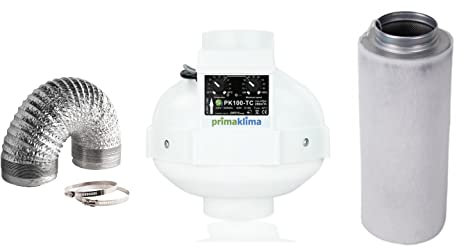 Grow Abluft Set temperatur gesteuert 280 m³/h Prima Klima Filter 360m³/h und Nito Abluftschlauch