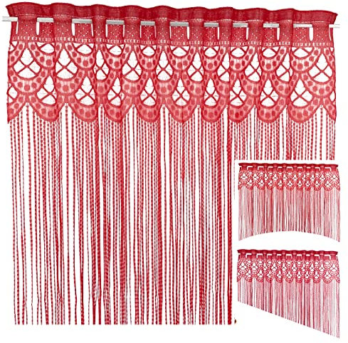 heimtexland ® Fadengardine Zuschneidbar Insektenschutz Vorhang Türvorhang Raumteiler Gardine Typ570 Bordeaux Rot 225x295