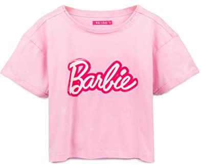Barbie T-Shirt cuit pour Femmes Dames Fashion poupée Logo Rose Crop Top