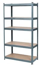 METRO Professional Schwerlastregal, Metall Lager-Regal/kellerregal, 90x45x180 cm, 5 verstellbaren Böden, grau