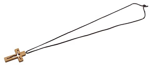 Jesus Ausgeschnitten auf Holz Kreuz Anhänger mit Halskette Lucky Healthy Hollow Kreuz Halskette für Männer und Frauen Kruzifix Kreuz Anhänger Halskette