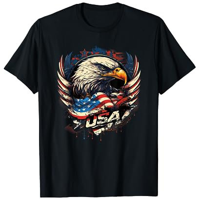 Amerika Fan amerikanischen Flagge und Adler USA T-Shirt