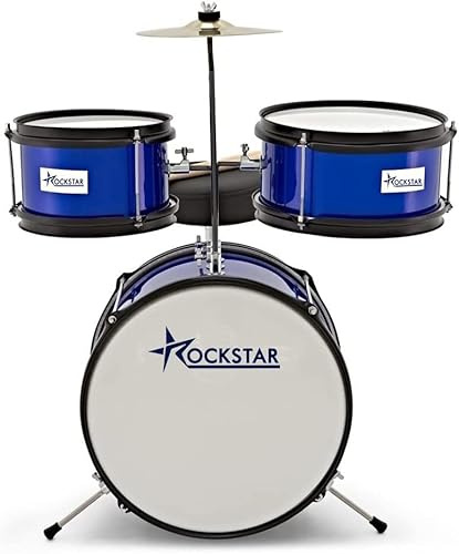 ROCKSTAR MUSIC - Batería Infantil de Madera para Jóvenes Músicos GC1043BBL Kit Completo de Percusión, Calidad Sonora Excepcional, Diseño Ergonómico - Incluye Asiento, Pedal de Bombo, Baquetas