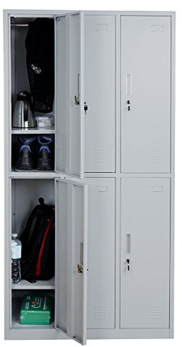 Schließfach Boston T829AM, Schließfachschrank Wertfachschrank Spind, Metall 6 Fächer - grau