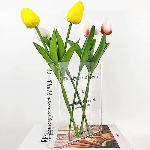 Florero Libro Transparente, Jarrones Decorativos Modernos, Jarron Libro de Acrílico, Jarrones para Flores, Book Vase para Arreglos Florales, Centros Decorativos de Mesa, Decoracion Hogar, Boda