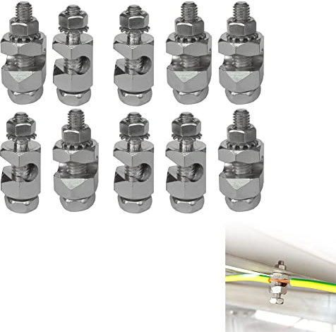 10x Module pv de Pince de Terre, Clip de câble de cosse de Mise à la Terre, Accessoires pour Support de Panneau, Clip de Mise à la Terre de Panneau Standard pour système de Mon
