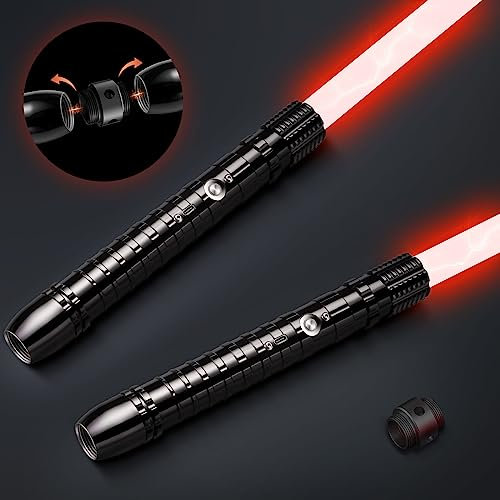 Ricyea 2-in-1 Lichtschwert für Erwachsene, RGB 11 Farben Laserschwert mit Metall Hilt, Typ-C Wiederaufladbare FX Lightsaber mit Soundeffekt für Party Halloween Cosplay (2er Set-Schwarz)