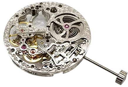 NOALED 17 Juwelen Silber Vollskelett Handaufzug Uhrwerk Ersatz Langlebig Kompatibel mit ETA 6497 Uhrwerk Reparaturwerkzeug Teile Uhrenreparaturwerkzeug