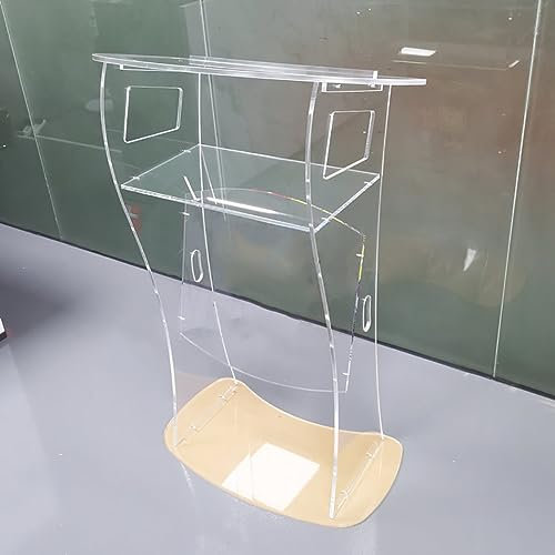MegLob Transparentes Acrylpodium, Klares Plexiglas-Rednerpult Und Kanzelständertisch, Bodenstehendes Vertikales Kirchenpodest, 71 * 50 * 120 Cm, Mit Einem Regal in Der Mitte,B