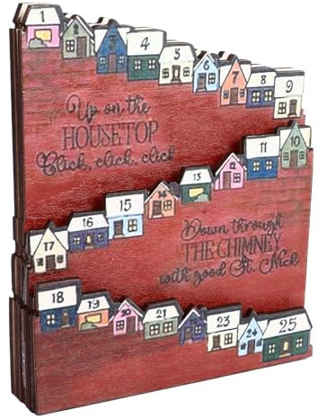 Adventskalender aus Holz, klassisches Thema, richtige Größe, Weihnachts-Adventskalender, helle Farben, einfach zu bedienen, 25 Häuser für Schlafzimmer