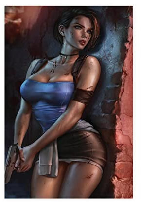 MEZUMI Resident Evil Jill Valentine 3 Leinwandposter Schlafzimmer Dekor Sport Landschaft Büro Zimmer Dekor Geschenk Unrahmen-Stil 50 x 75 cm
