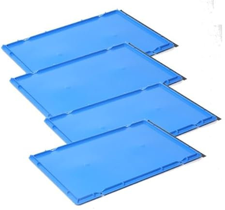 kanister-vertrieb® 4er Set: Auflagendeckel Euro-Norm Deckel passend für E1, E2, E3 Kiste mit Grundmaß 60 x 40 cm Deckel für Euroboxen rot, grau, blau, grün (Blau)