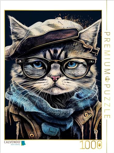 Puzzle · Katze Marlowe | Lerne die hipsterische Katze kennen · 1000 Teile · Lege-Größe 64 × 48 cm · CALVENDO Puzzle