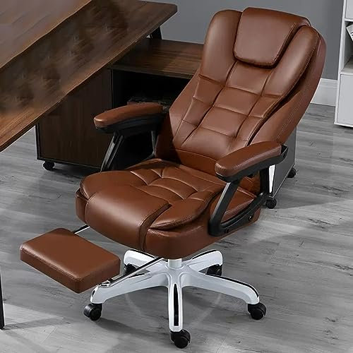 Silla de escritorio ergonómica con calefacción para computadora ejecutiva con masaje de 7 puntos, sillas giratorias con reposapiés y almohada lumbar, perfecta para la oficina