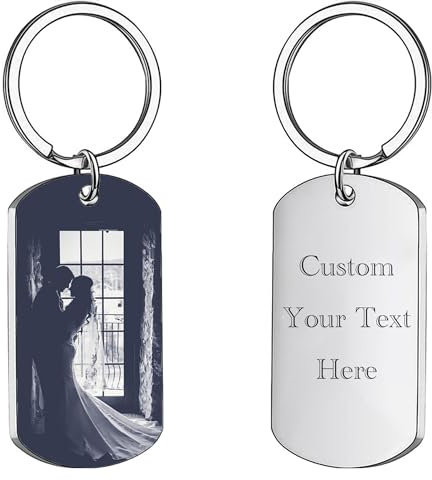 Generisch Personalisierter Schlüsselanhänger für Damen und Herren mit Bild, personalisierte Gravur, Foto/Text, Schlüsselanhänger, Valentinstagsgeschenke