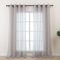 L.Z.E Vorhang Grau für Wohnzimmer Fenter, Gardine Hellgrau mit Ösen Kurz, Transparent Gardinen Vorhänge für Schlafzimmer Küche, 2er Set Leinenoptik Gardinenschals Durchsichtig Modern 145 cm
