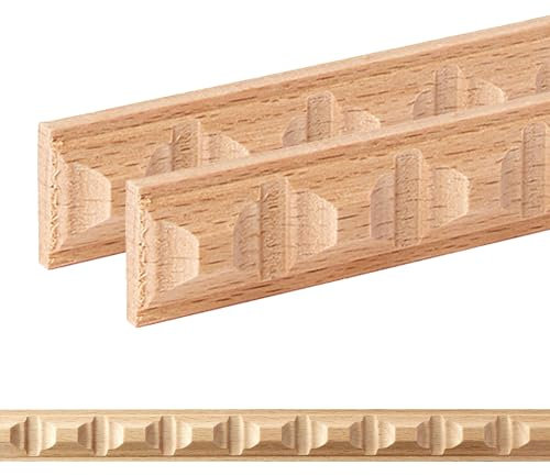ben+camilla.com Ornament Leiste Holz für Möbel in 18 x 7 x 1000 mm | 2-er Set = 2 Meter | SB-136 mit 3D Block Buche | Zierprofile Friesenleiste Wandleiste Profilleiste