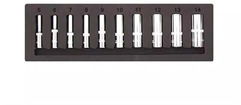Jeu de douilles 1/4, longue, 5-14mm (10 pièces)