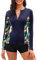 Tuopuda Rash Guard Donna Maniche Lunghe Maglietta Anti UV UPF50+ Top Protezione Solare Camicie da Bagno Asciugatura Rapida con Chiusura Lampo per Nuoto Surf Snorkeling, Marina Militare, M