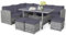 COSTWAY 9 Seater Patio Rattan Corner Sofa Set, Garden Dining Furniture Set with Sofa Chairs, Coffee Table, Stools and Cushions, All-Weather Wicker Outdoor Conservatory Set for Balcony Lawn (Grey)