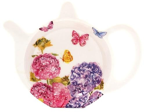 LESSER & PAVEY Melamine Teabag Tidy Rest Drip Tray Plate Butterfly Blossom Floral Pink Design