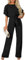 Odizli Jumpsuit Damen Elegant Schick Kurzarm Sommer Overall Frauen Hochzeit Festlich Hochzeitsgäste Business Hosenanzug Brautjungfer Formal Party Geschäft Lang Playsuit Romper Große Größen Schwarz M