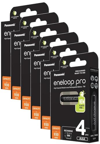 Eneloop Pro Lot de 6 x 4 Piles Rechargeables Micro 930mAh AAA Ni-MH