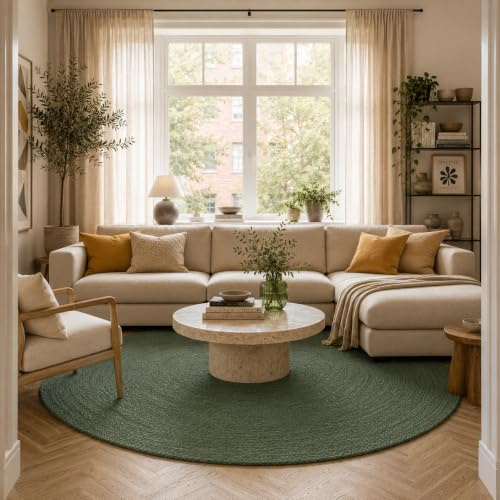Pergamon Handgefertigte Jute Teppiche Rund – Naturfaser Wohnzimmer